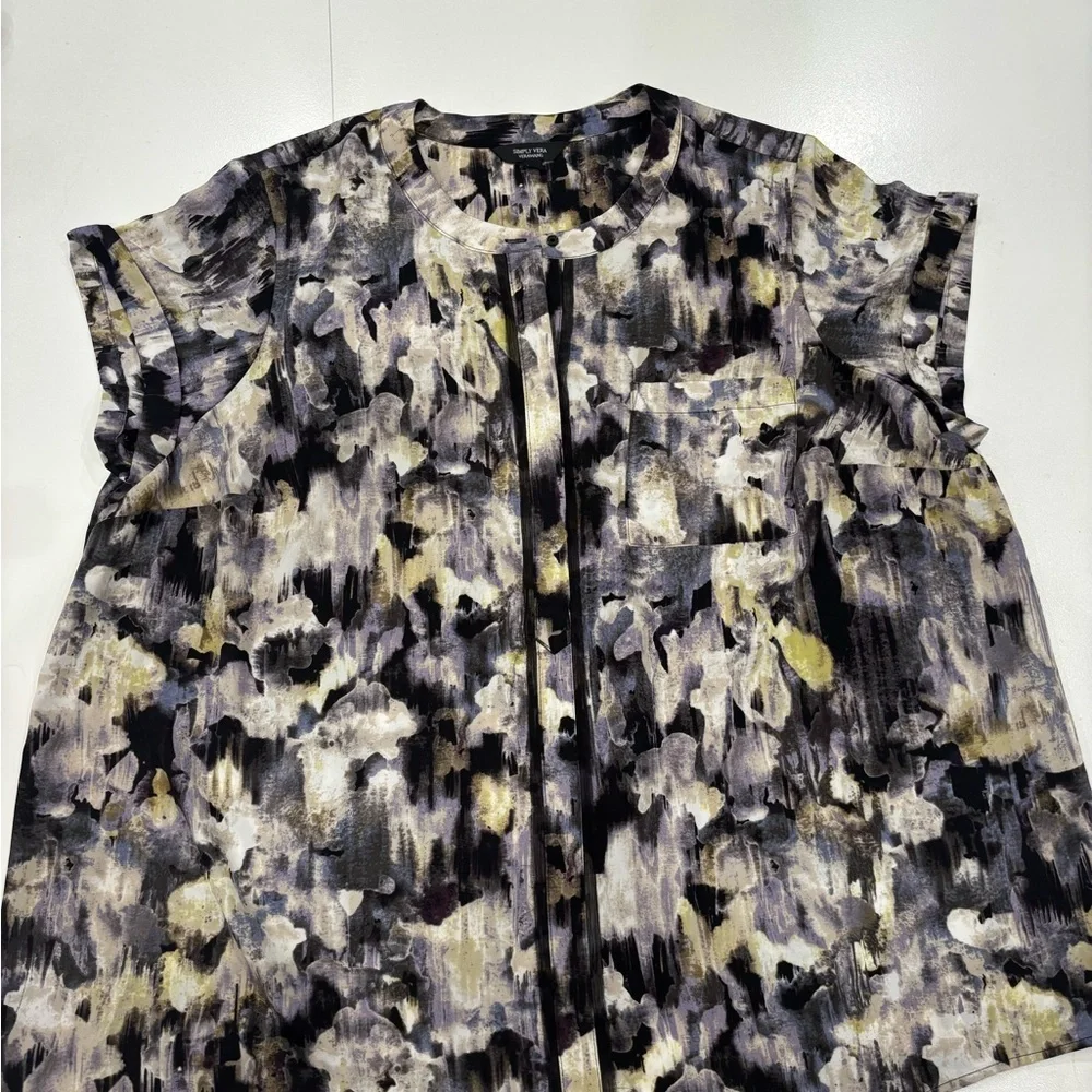 Simply Vera Vera Wang Multicolor Abstract Blouse XL Mint condition - Picture 5 of 12